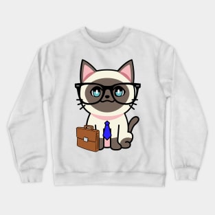 Cute Siamese cat is a colleague at work Crewneck Sweatshirt